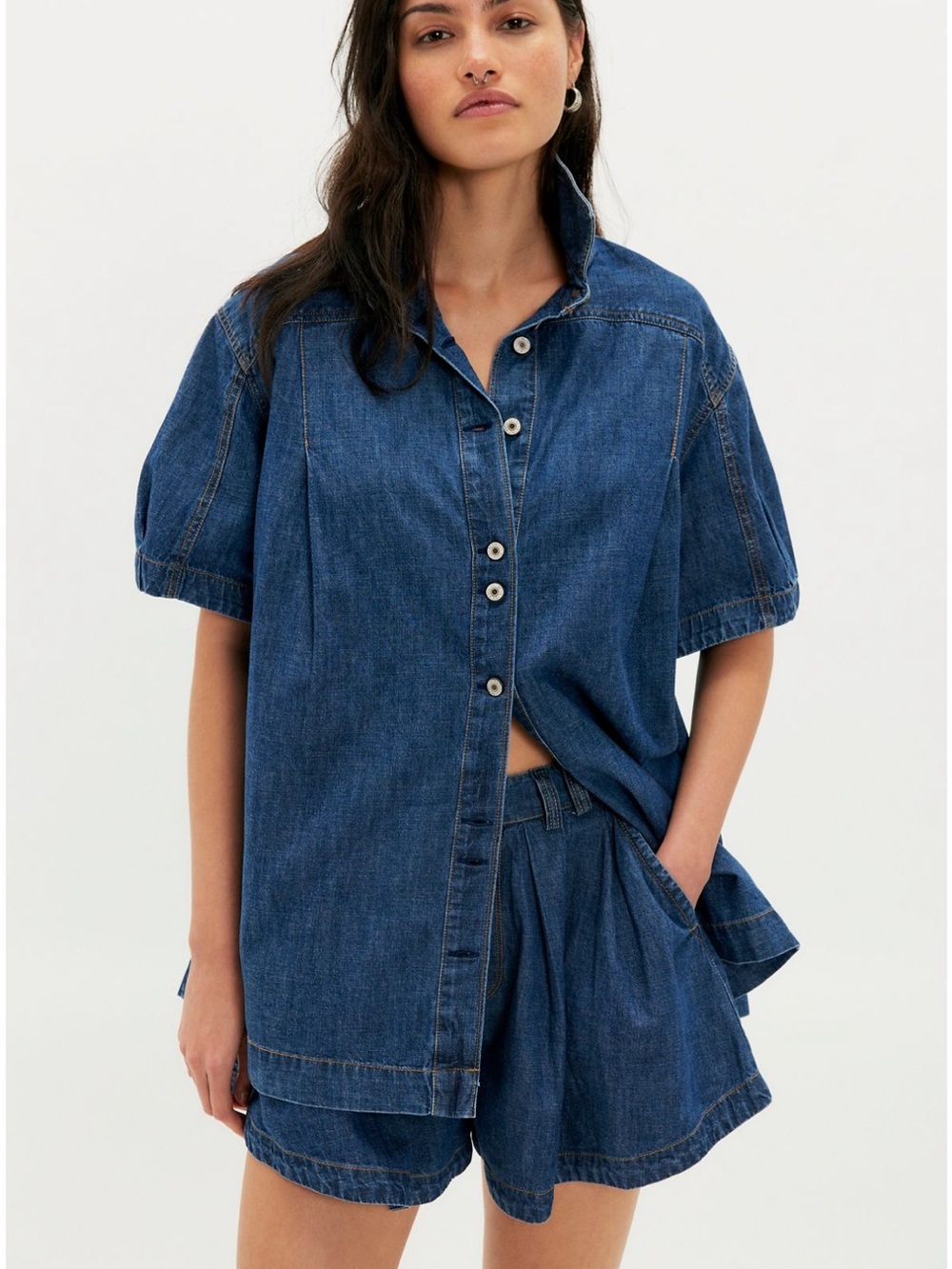 Free People Griselda Denim Short Set